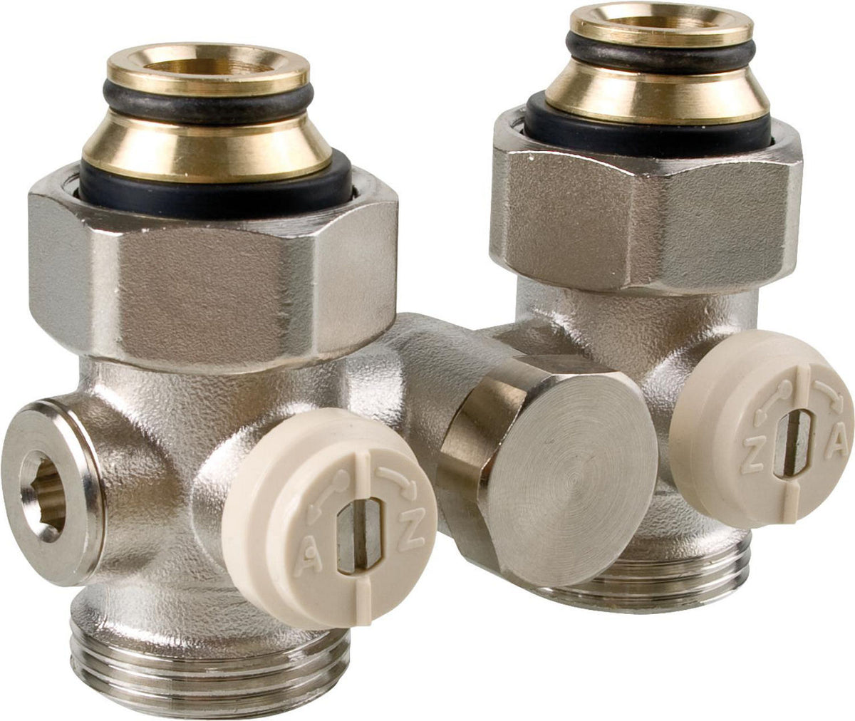 Raccord double à boisseau sphérique monotube avec bypass DN 20 (3/4") femelle × eurocône, droit