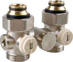 Raccord double à boisseau sphérique monotube avec bypass DN 20 (3/4") femelle × eurocône, droit