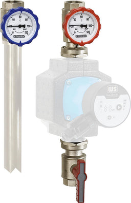 Kit de circuit de chauffage Simplex type M avec 2 robinets de pompe et 1 robinet de retour