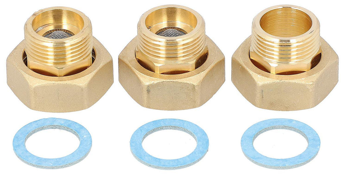 Kit de raccords Easyflow avec 2 clapets anti-retour 120 °C, DN 20 (3/4") mâle × DN 25 (1")