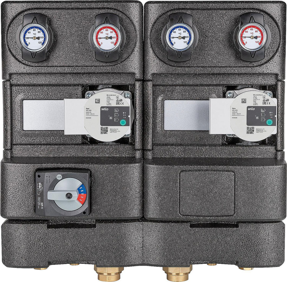 Groupe module répartiteur DN 25 (1") 1x direct, 1x mélangé 2x Wilo Para SC25/6-43