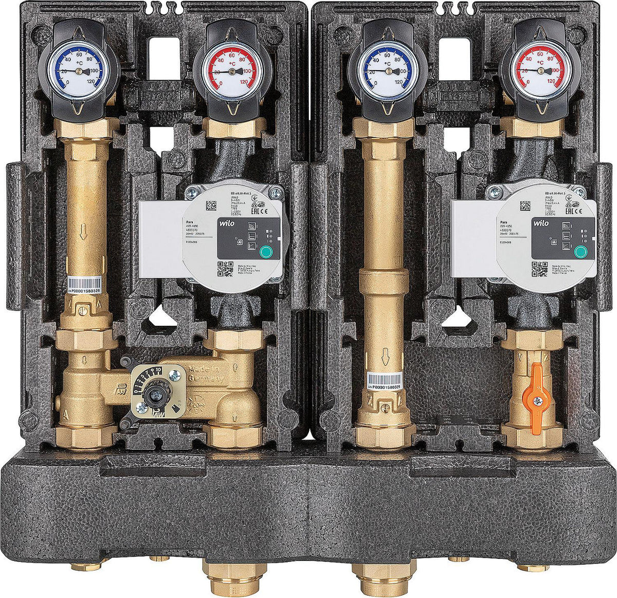 Groupe module répartiteur DN 25 (1") 1x direct, 1x mélangé 2x Wilo Para SC25/6-43