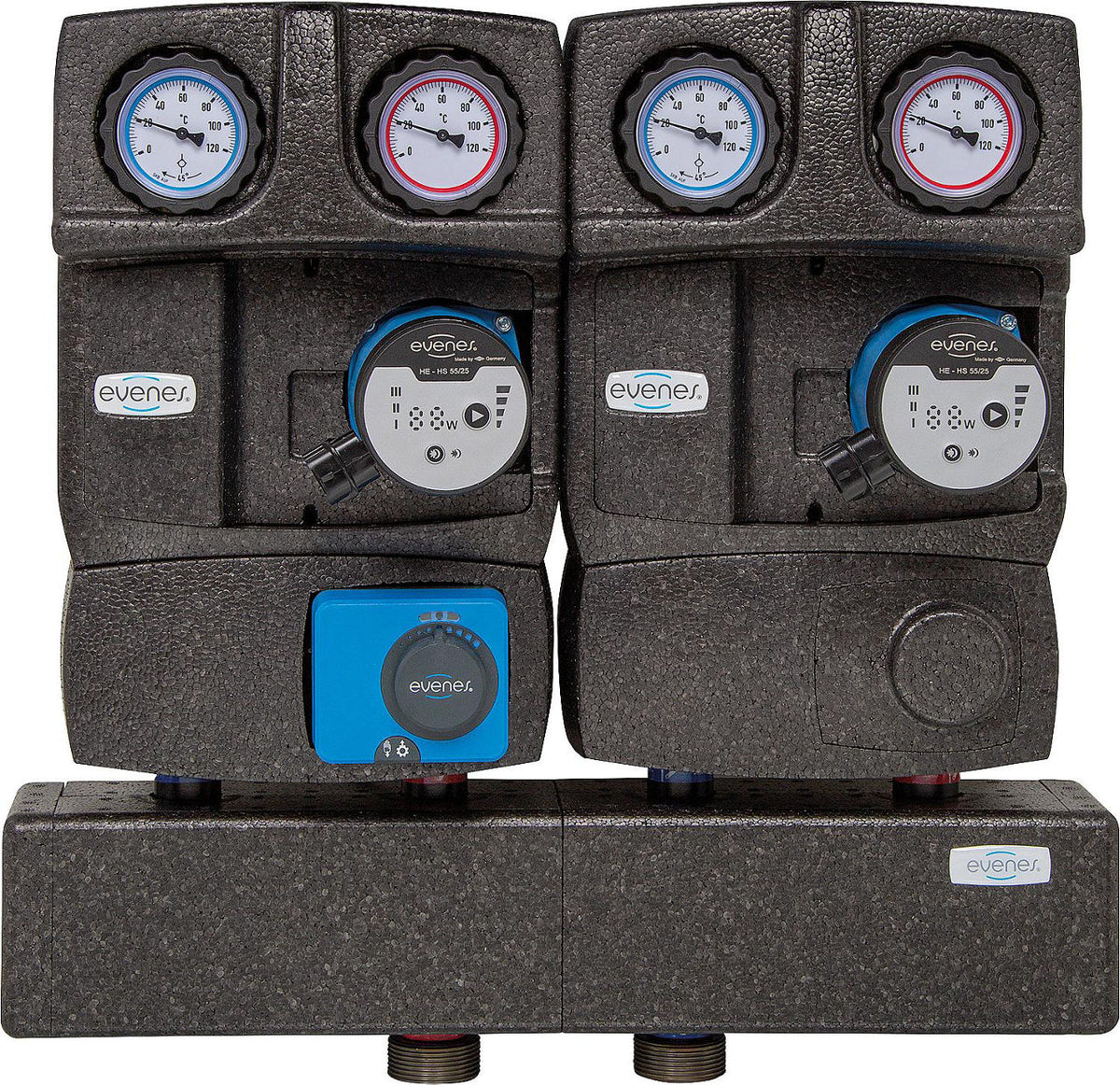 Groupe collecteur modulaire Evenes 1x circuit direct, 1x circuit mélangé DN25 (1")