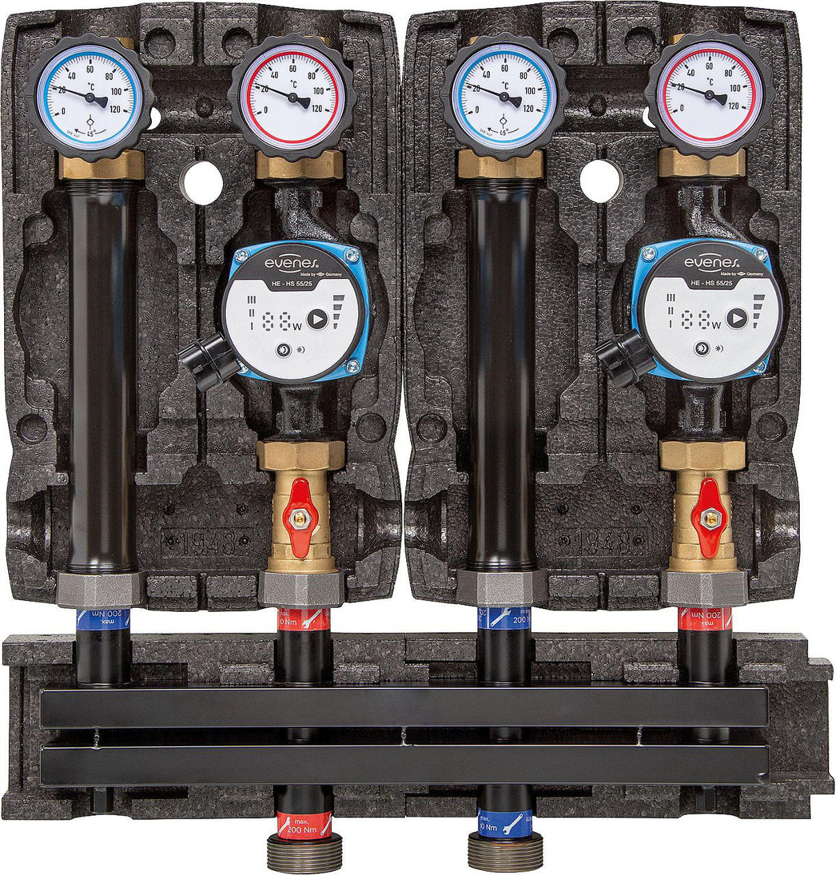 Groupe collecteur modulaire Evenes 2x circuit direct, DN25 (1")