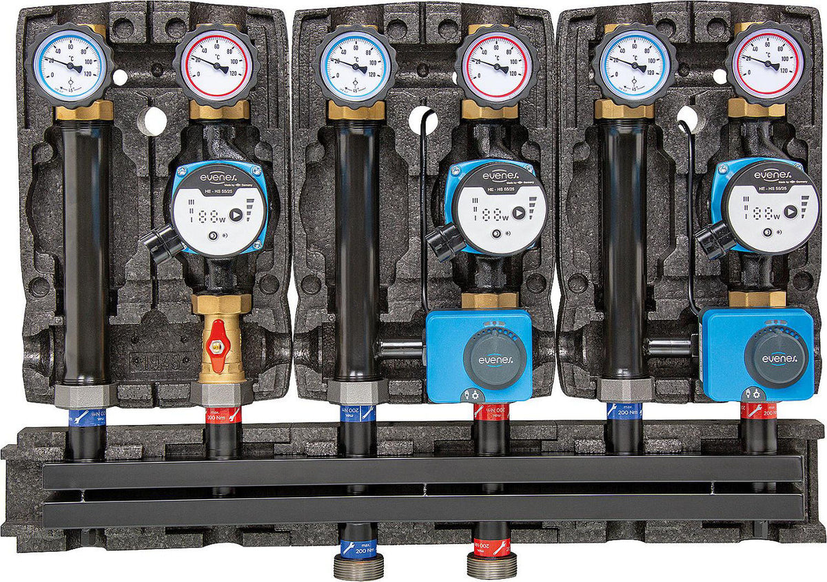 Groupe collecteur modulaire Evenes 1x circuit direct, 2x circuit mélangé DN25 (1")