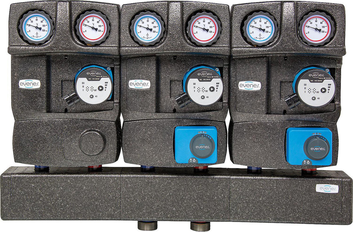 Groupe collecteur modulaire Evenes 1x circuit direct, 2x circuit mélangé DN25 (1")