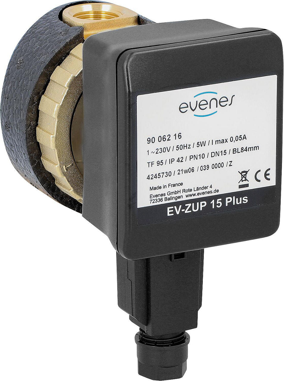 Circulateur sanitaire Evenes EV ZUP 15 Plus, DN15 (1/2") femelle
