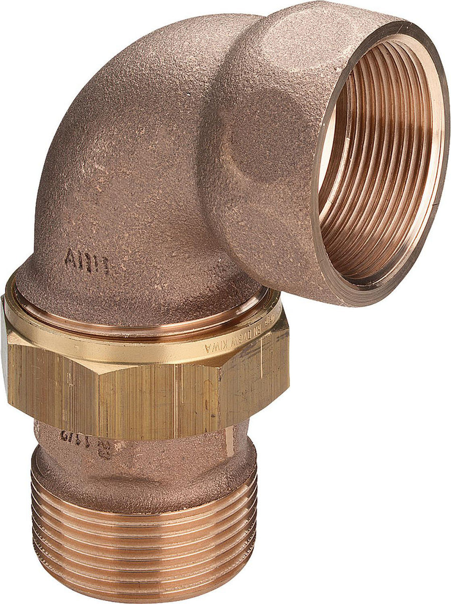 Raccord fileté bronze union coudée 90° à joint plat F/M Type 3088
