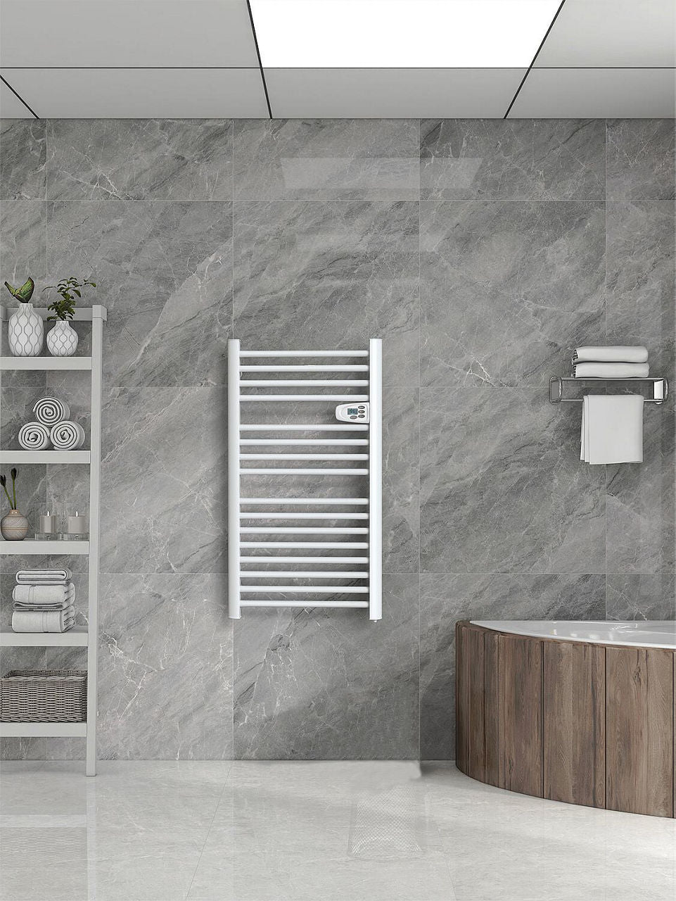 Radiateur sèche-serviettes électrique en aluminium Fantasia Dry, mode séchage, blanc RAL 9016