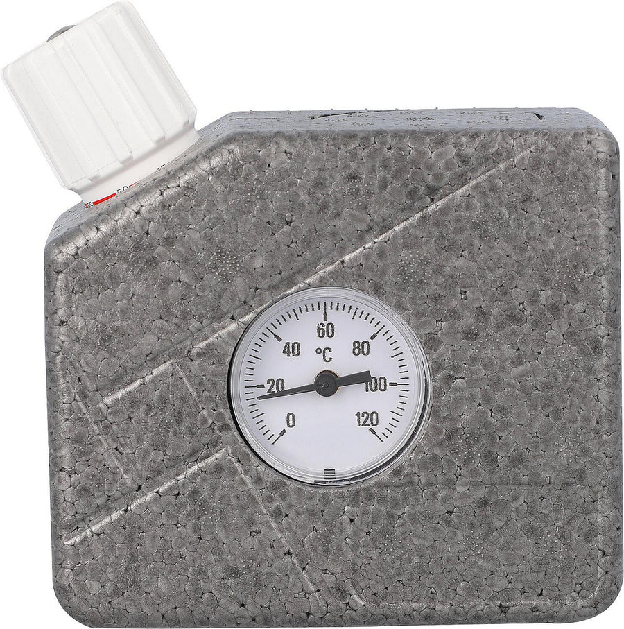 Vanne de régulation de circulation thermostatique IVAR RTV B, avec dérivation et coque d'isolation