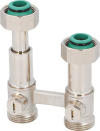 Bloc de robinet bitube à télescope de compensation, droit, raccord radiateur DN 20 (3/4") eurocône