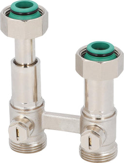 Bloc de robinet bitube à télescope de compensation, droit, raccord radiateur DN 20 (3/4") eurocône