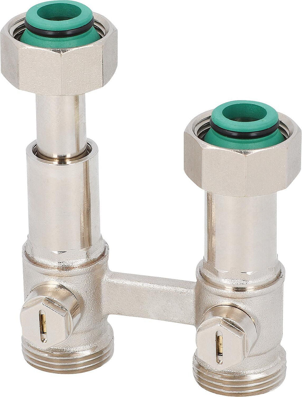 Bloc de robinet bitube à télescope de compensation, droit, raccord radiateur DN 20 (3/4") eurocône