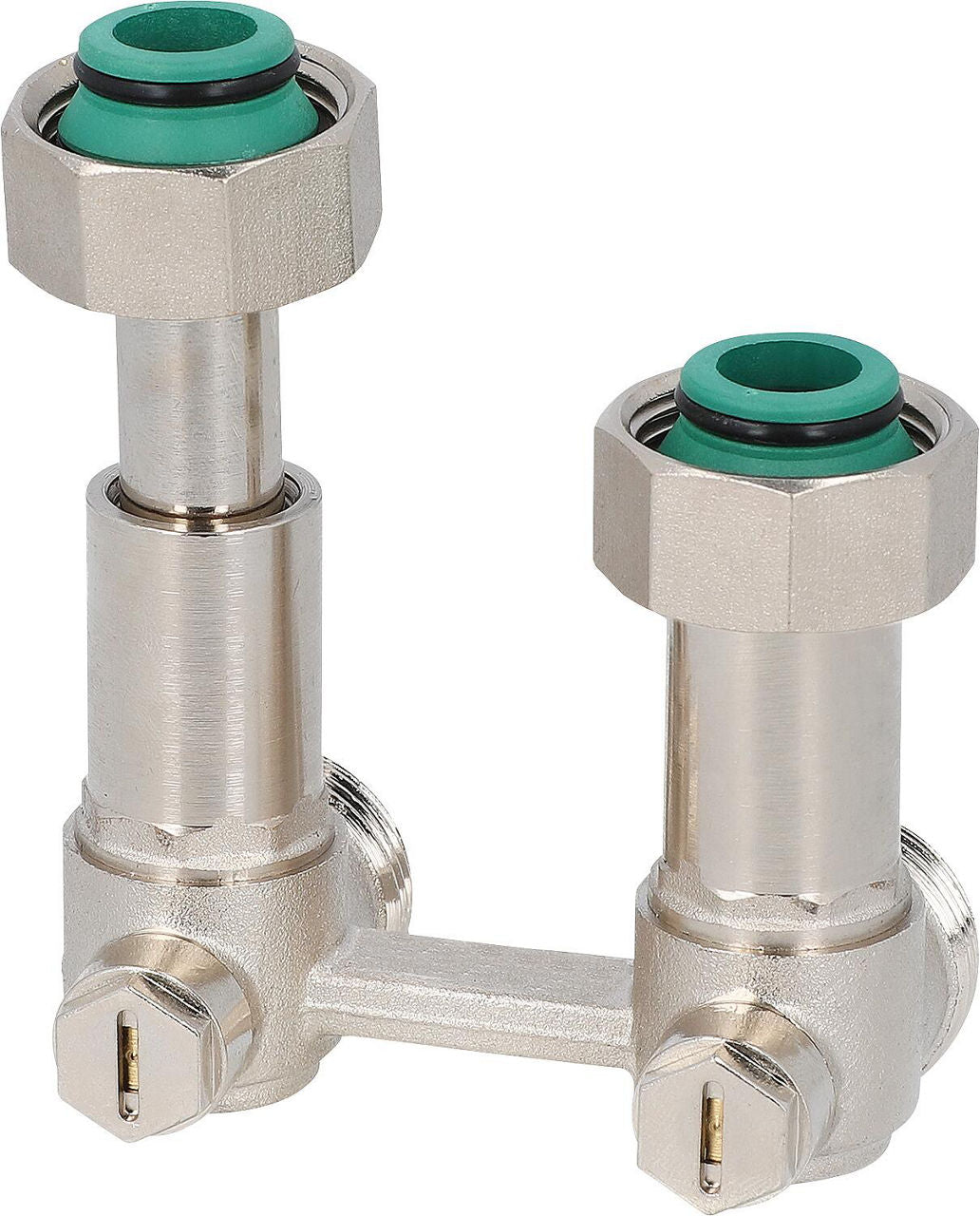 Bloc de robinet bitube à télescope de compensation, droit, raccord radiateur DN 20 (3/4") eurocône
