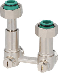 Bloc de robinet bitube à télescope de compensation, droit, raccord radiateur DN 20 (3/4") eurocône