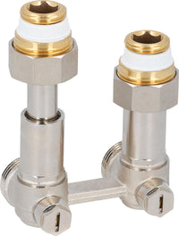 Bloc de robinet bitube à télescope de compensation, droit, raccord radiateur DN 15 (1/2")