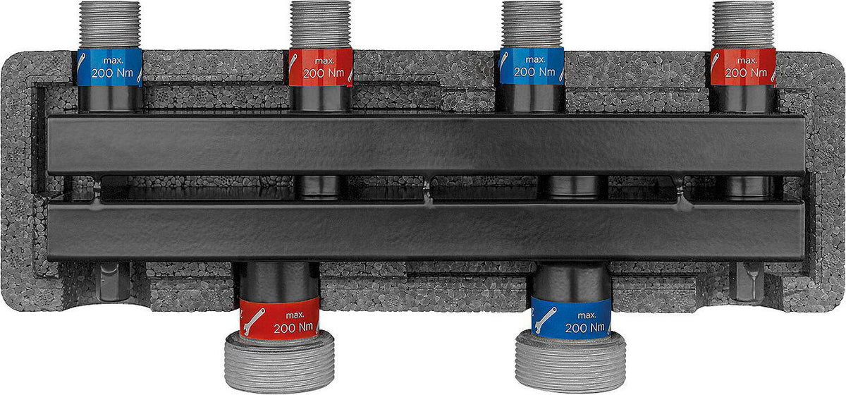 Collecteur-répartiteur de chauffage Evenes type VT 2 mâle DN 20 (3/4") – 50 kW, 2 m³/h