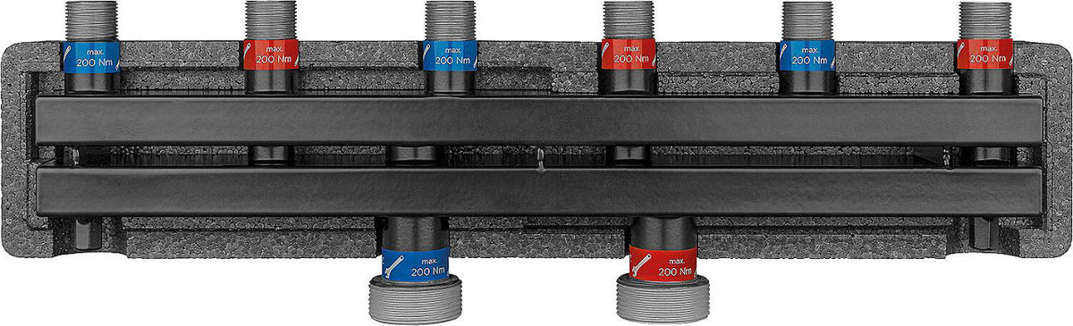 Collecteur-répartiteur de chauffage Evenes type VT 2 mâle DN 20 (3/4") – 50 kW, 2 m³/h