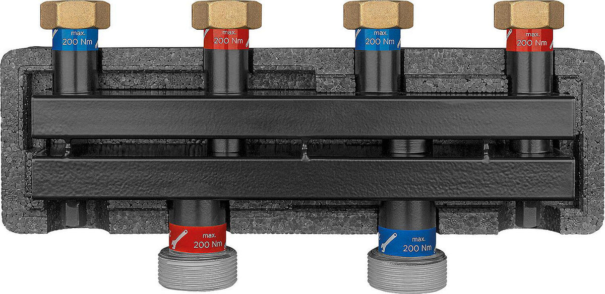 Collecteur-répartiteur de chauffage Evenes type VT 2 à écrou tournant DN 20 (3/4") – 50 kW, 2 m³/h
