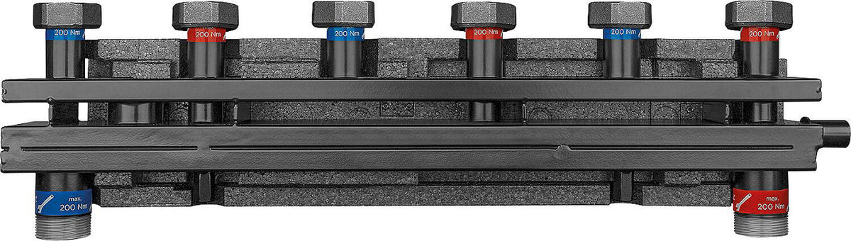 Collecteur-répartiteur combiné Evenes type VTW 3 à écrou tournant DN 40 (1"1/2) – 70 kW, 3 m³/h
