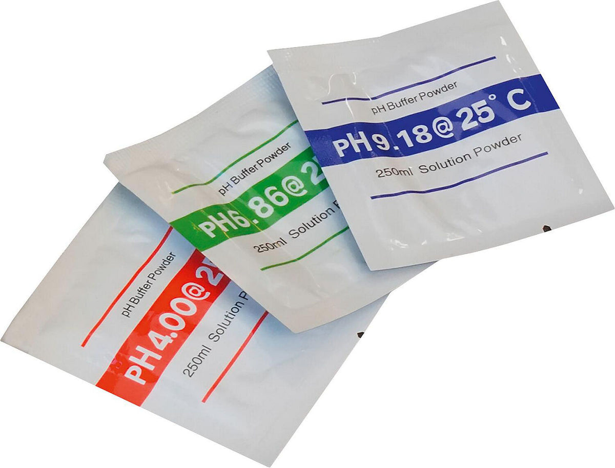 Poudres tampon pH 4,00 / 6,86 / 9,18 pour instrument de mesure universel, 3 sachets