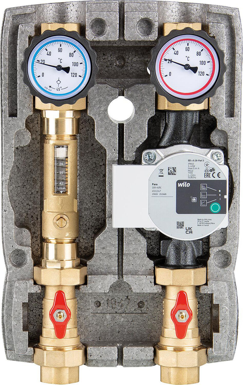 Module hydraulique Easyflow DN25 (1"), non mélangé avec débitmètre, Wilo Para 25/6 SC