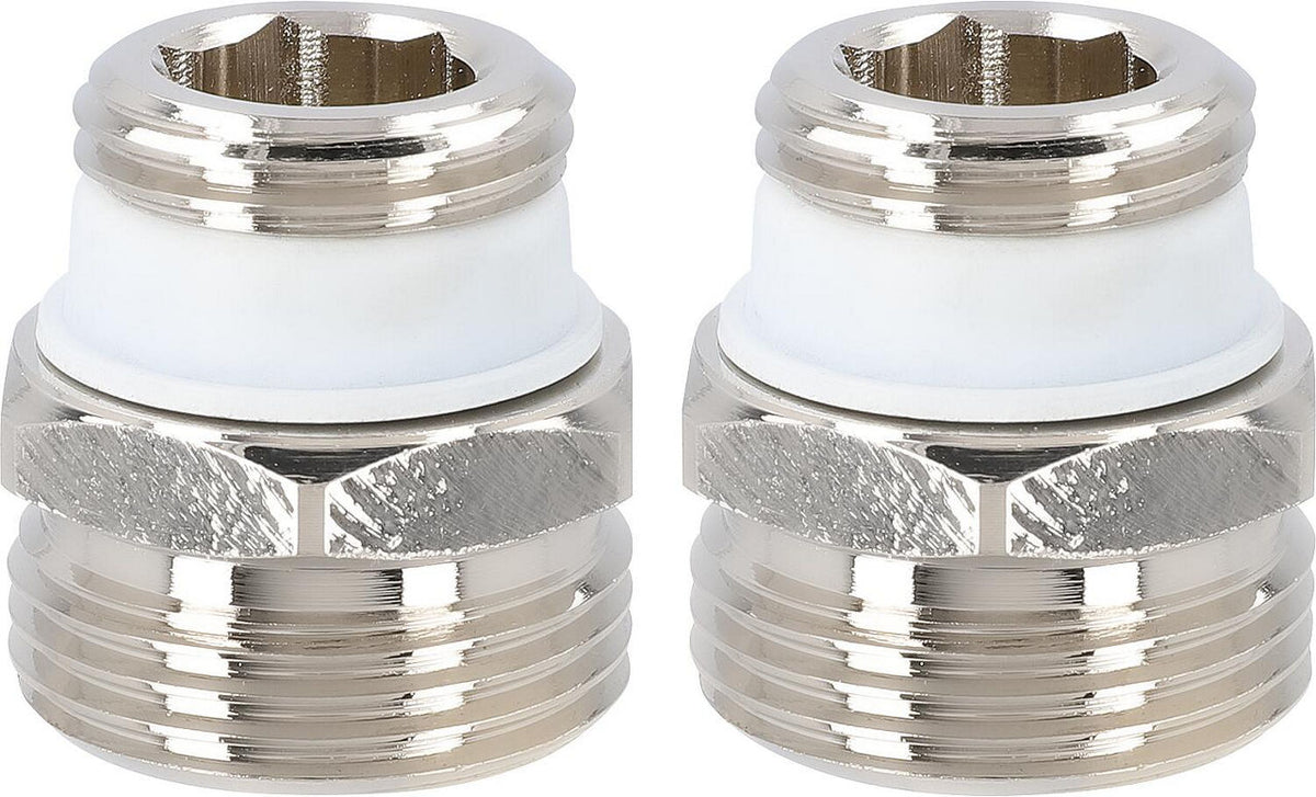 Kit de nipples de transition eurocône DN 20 (3/4") × DN 15 (1/2") mâle, laiton nickelé autoétanche