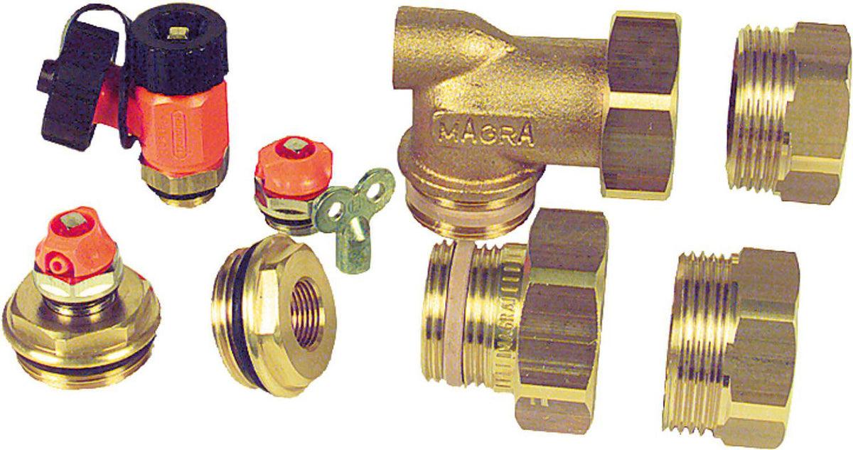 Garniture de raccordement MAGRA 60 modèle V avec raccords 1" autoétanches