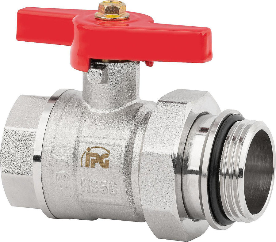 Robinet à boisseau sphérique avec raccord union autoétanche, laiton nickelé