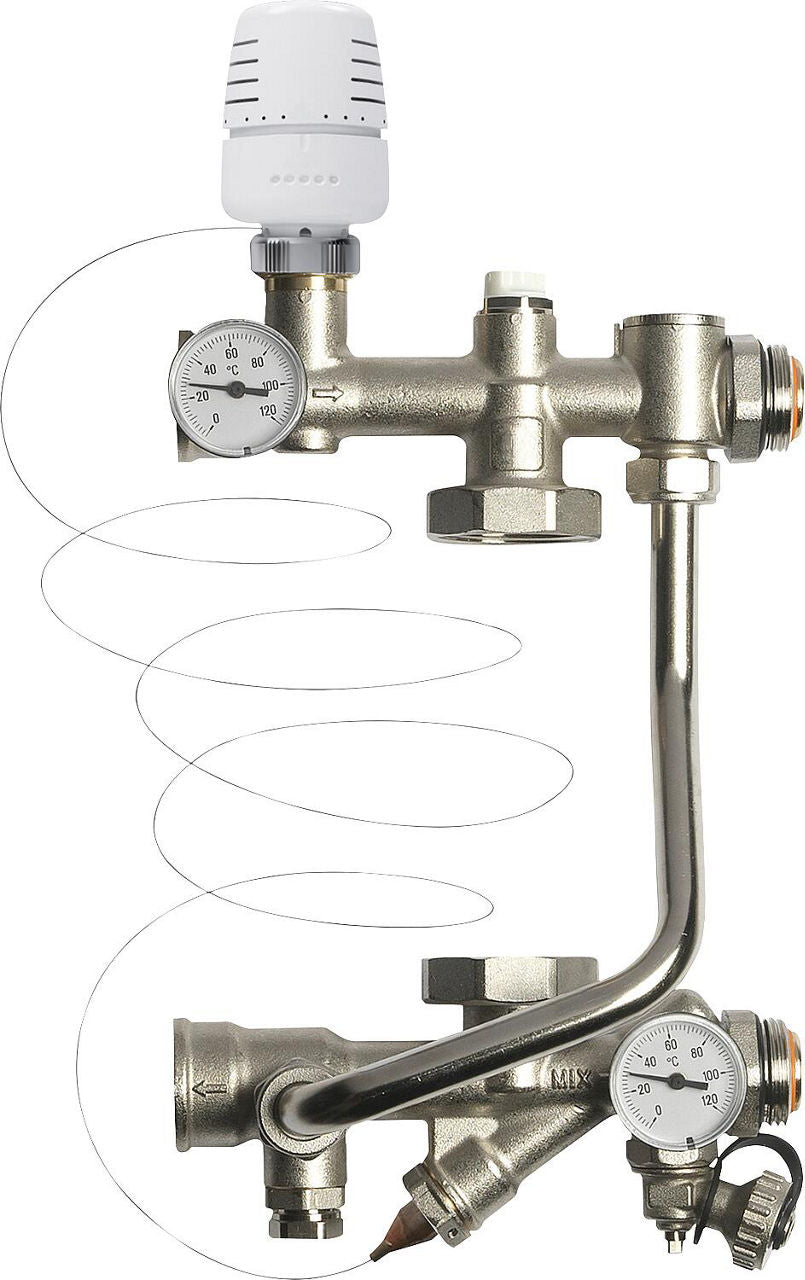 Unité de régulation IVAR Technomix 20-60 °C DN 25 (1") sans bypass pour circulateur 130 mm