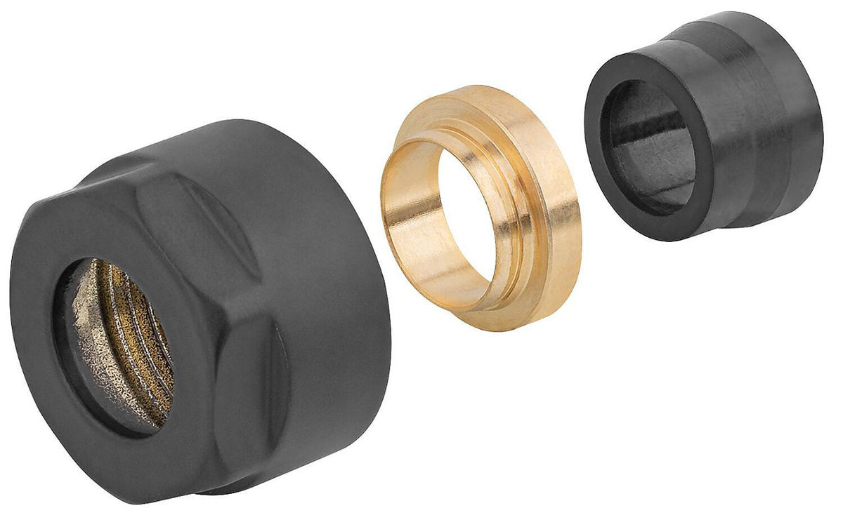 Raccord à compression noir Ø 15 mm pour robinetterie de radiateur design