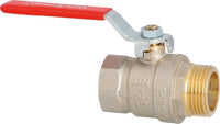 Robinet à boisseau sphérique laiton PN45 passage intégral, femelle × mâle, levier acier rouge