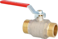 Robinet à boisseau sphérique laiton PN45 passage intégral, mâle × mâle, levier acier rouge
