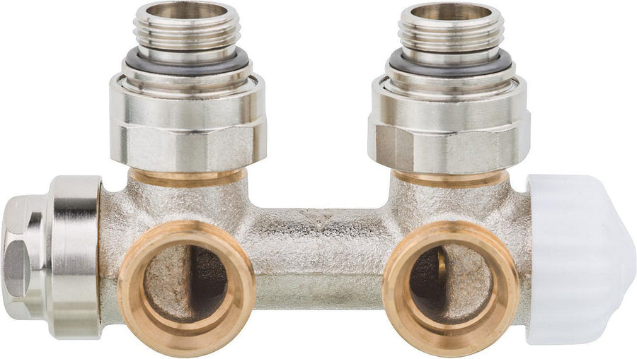 Vanne thermostatique IMI Multilux pour radiateur à raccordement central, équerre, bitube