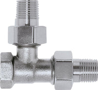 Nipple à visser 3 voies en laiton nickelé DN 15 (1/2") pour corps de vanne thermostatique