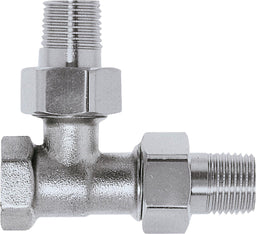 Nipple à visser 3 voies en laiton nickelé DN 15 (1/2") pour corps de vanne thermostatique