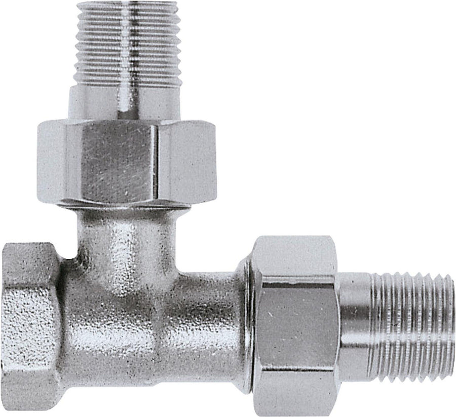 Nipple à visser 3 voies en laiton nickelé DN 15 (1/2") pour corps de vanne thermostatique