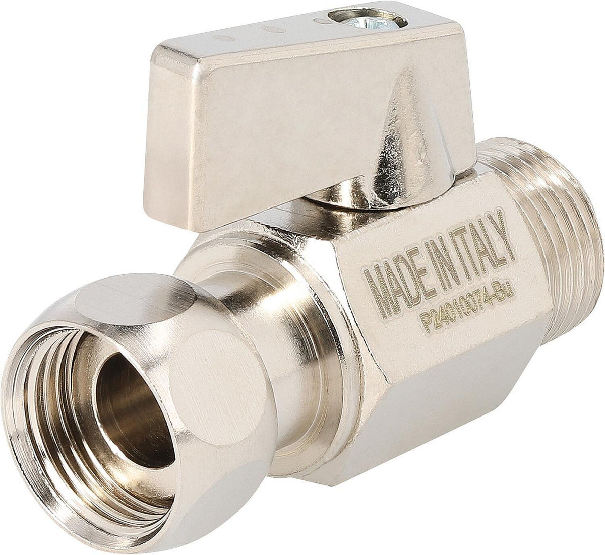 Mini robinet à boisseau sphérique laiton chromé DN10 (3/8") mâle × écrou tournant