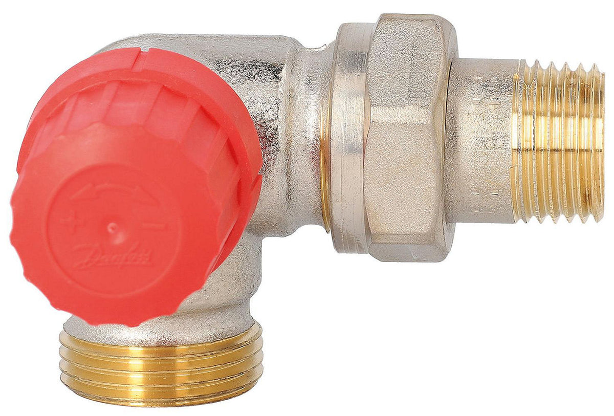 Corps de vanne thermostatique Danfoss RA-N 15 DN 15 (1/2") × eurocône DN 20 (3/4") équerre inversée à gauche, mâle