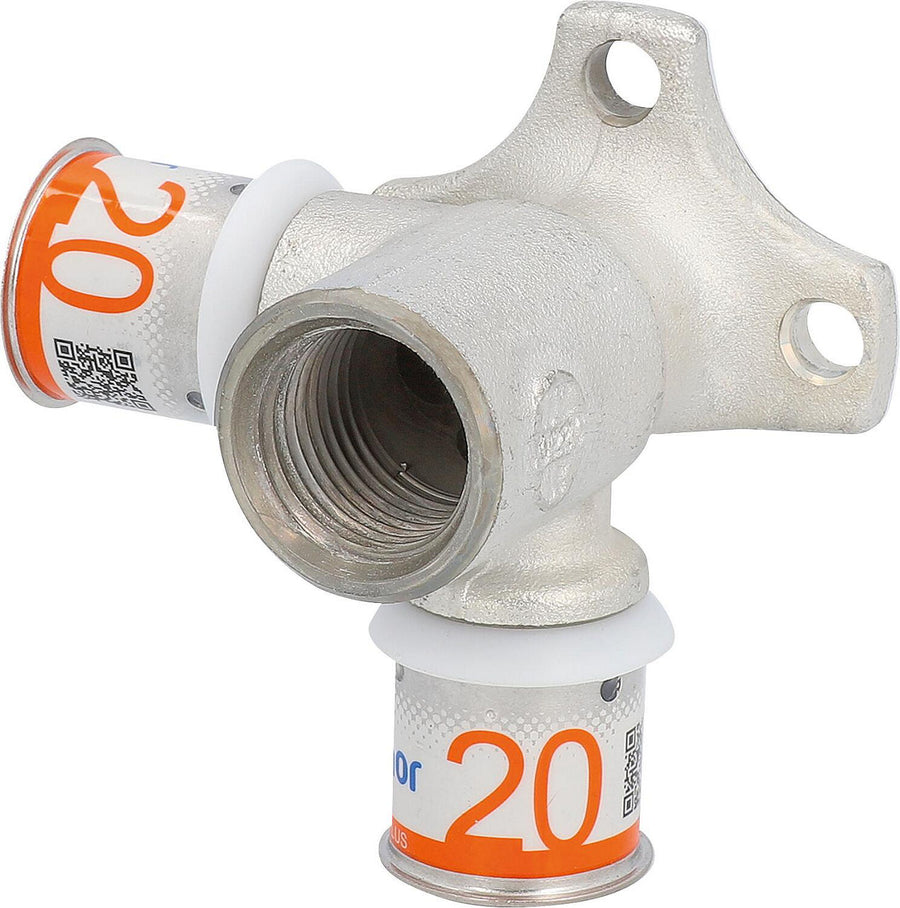 Coude à double paroi S-Press PLUS Uponor 90° L long avec filétage femelle