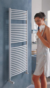 Radiateur sèche-serviettes Jessica courbé, blanc RAL 9016