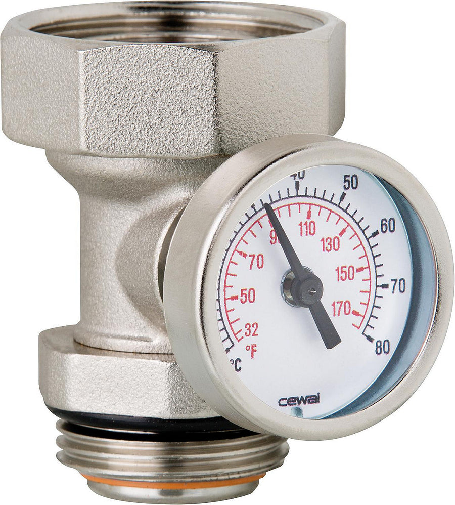 Raccord à vis DN 25 (1") autoétanche avec thermomètre rotatif