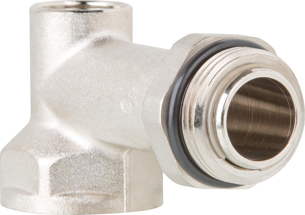 Raccord angulaire DN 25 (1") long 65 mm avec manchon DN 15 (1/2")