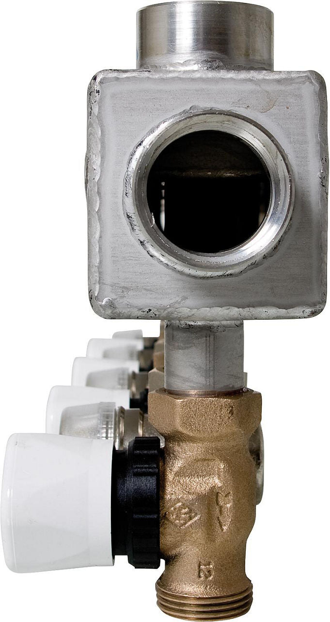 Collecteur de chauffage MAGRA 60/60 en acier inoxydable avec vannes prémontées et vanne d'équilibrage Rondo