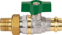 Robinet à boisseau sphérique eau potable EFFEBI union mâle × à sertir, poignée papillon alu