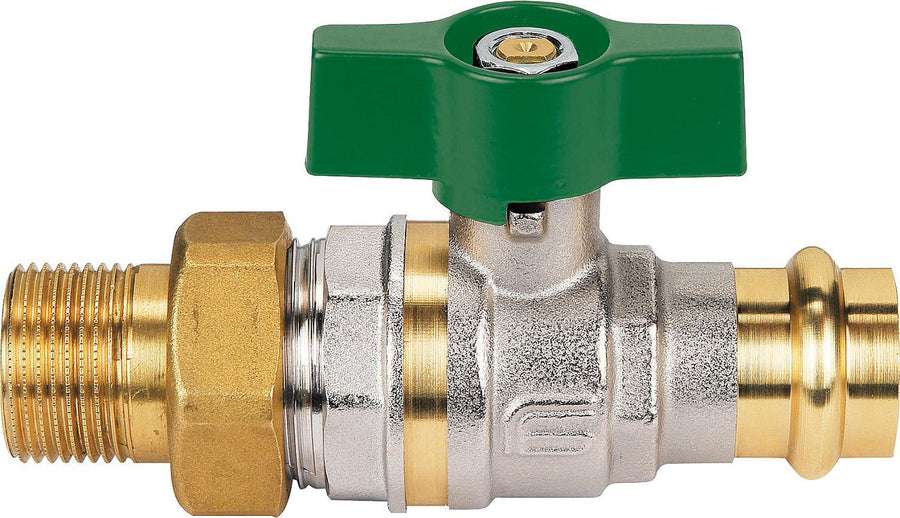 Robinet à boisseau sphérique eau potable EFFEBI union mâle × à sertir, poignée papillon alu