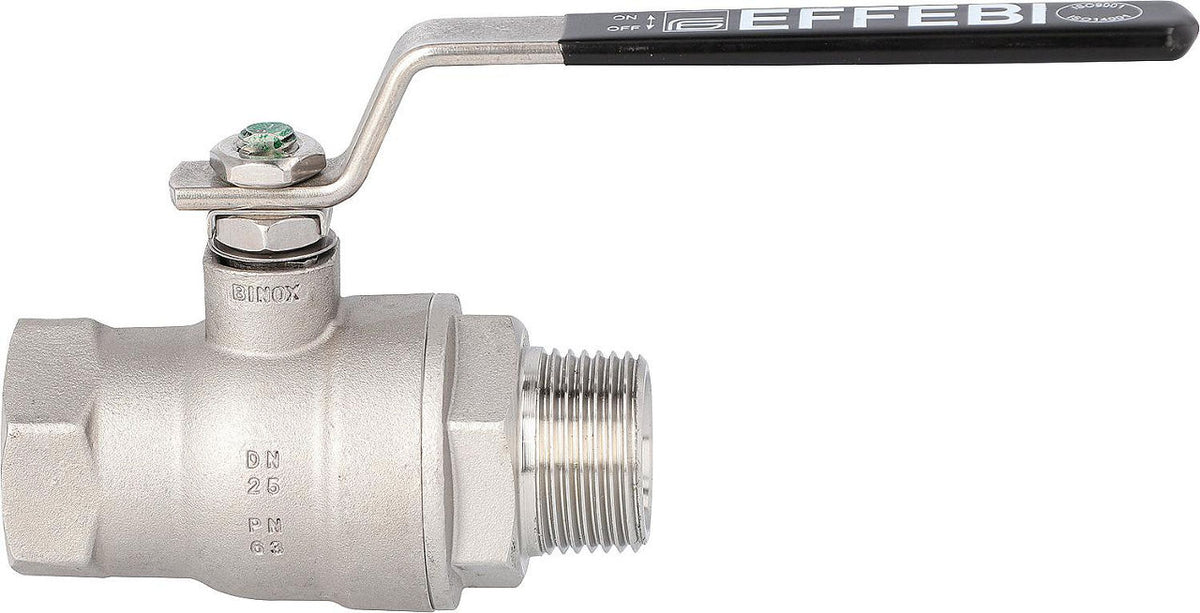 Robinet à boisseau sphérique gaz inox, mâle × femelle, levier acier