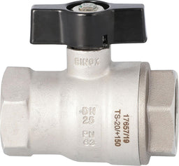 Robinet à boisseau sphérique gaz inox, femelle × femelle, poignée papillon