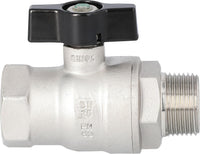 Robinet à boisseau sphérique gaz inox, mâle × femelle, poignée papillon