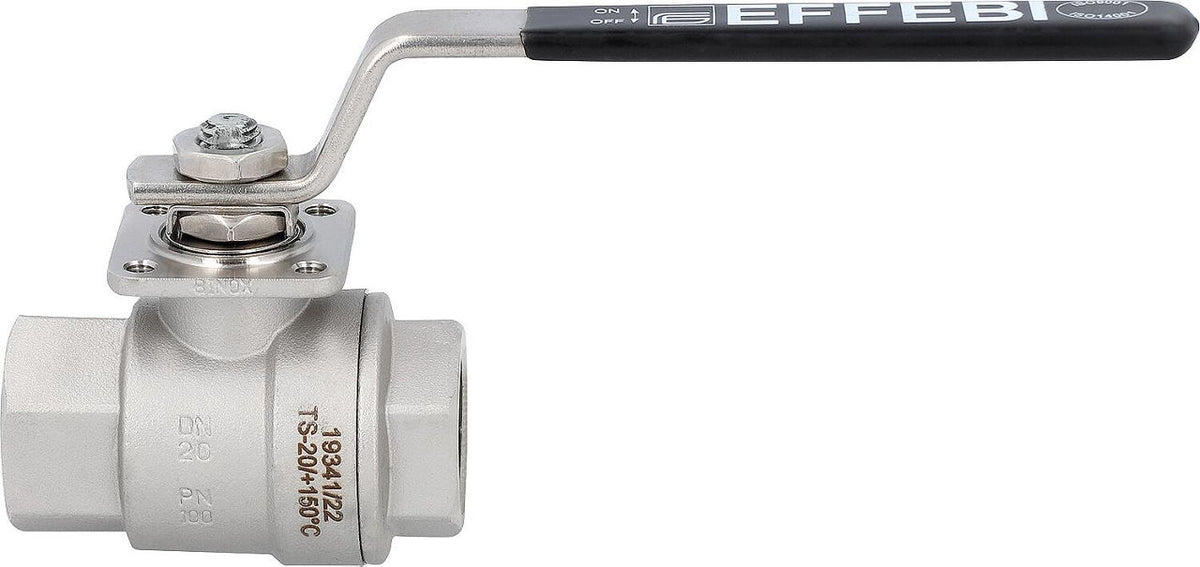 Robinet à boisseau sphérique gaz inox, femelle × femelle, poignée inox